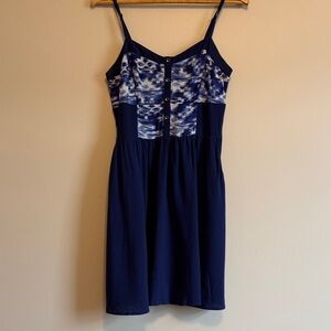 Express Navy and White Sleeveless Dress